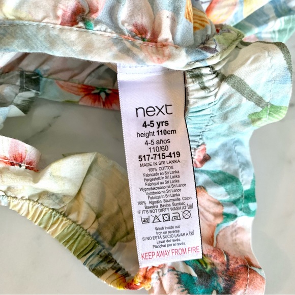 NEXT - Girls Tropical Floral Playsuit - Size 4 - Ruffle Detail - 100% Cotton - Picture 6 of 6
